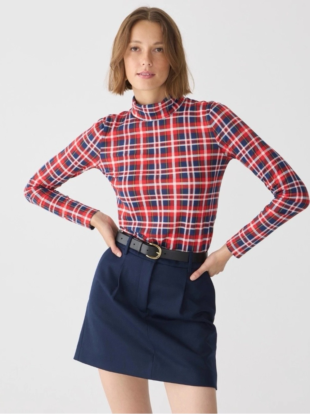 J.Crew Plaid Turtleneck Top NWOT
